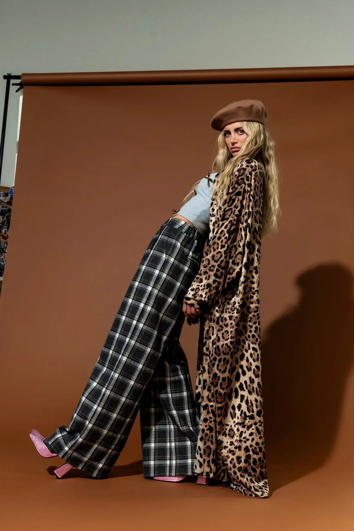 Here Kitty Leopard Satin Duster Dress *RESTOCKED*