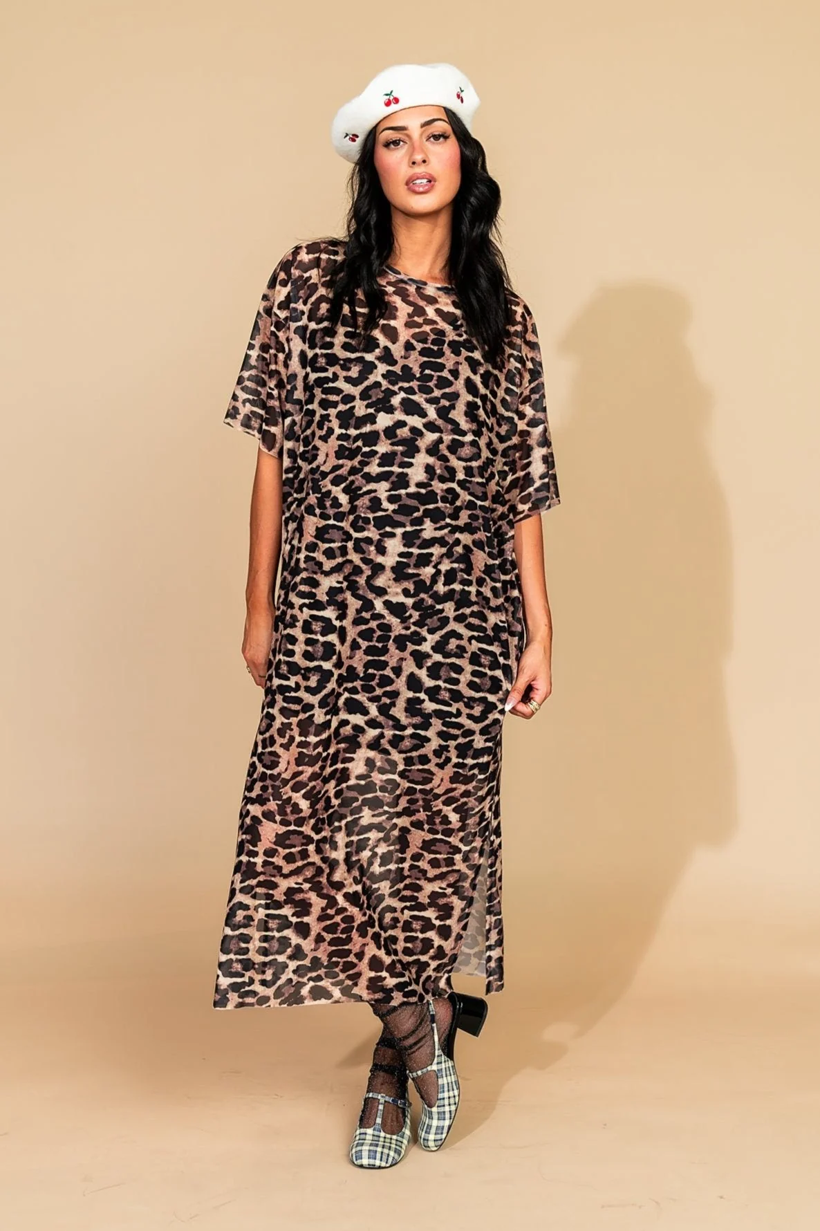 Karma Oversized Mesh Dress + Slip in Leopard Lover