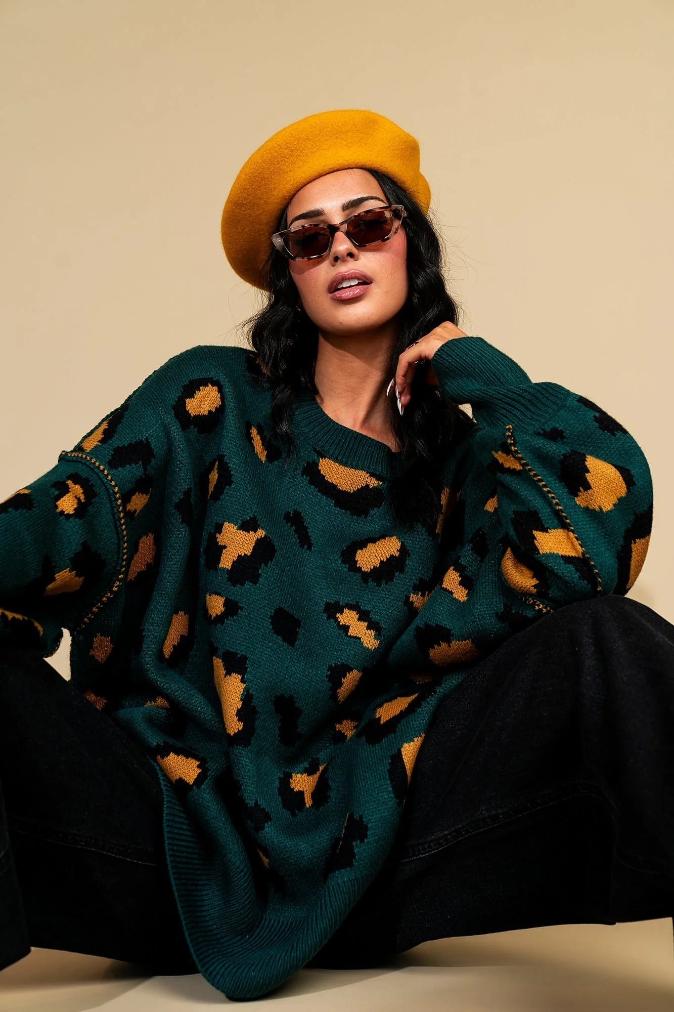 Hear Her Roar Oversized Knit in Emerald
