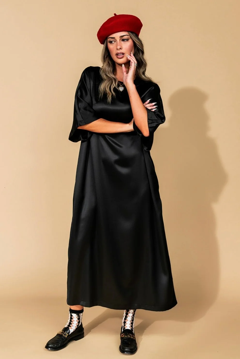The Moon Says Hi Satin T-Shirt Dress
