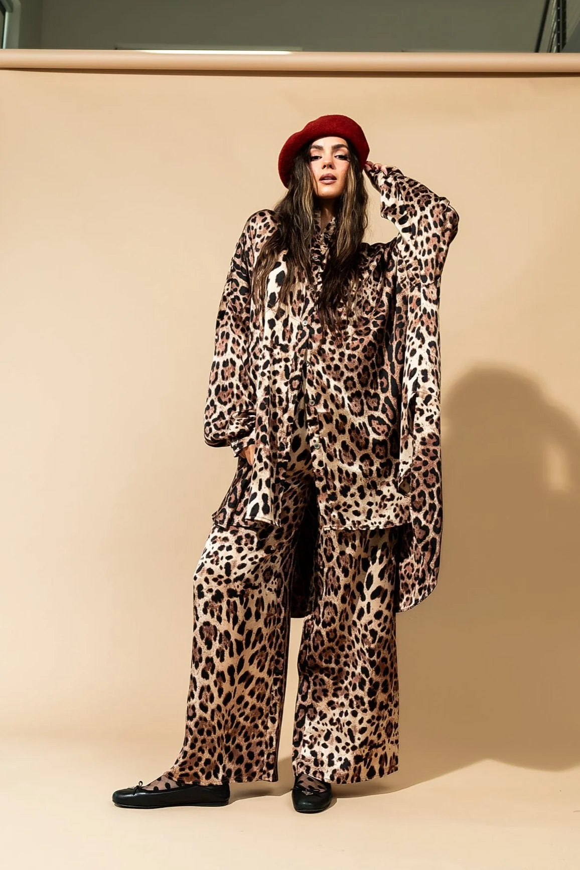 Lala Satin Crepe Playsuit in Here Kitty Kitty