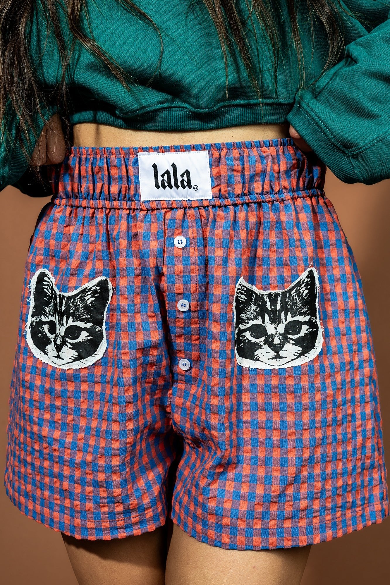 Don’t Call Me Kitty Seersucker Gingham Boxer Shorts