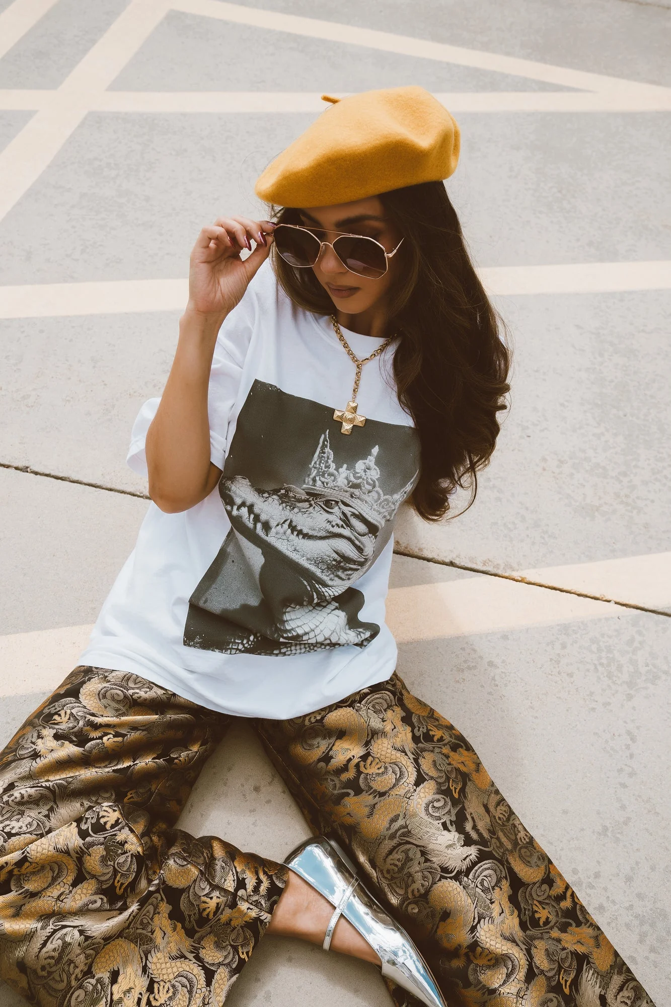 Don't Let Your Crown Slip Oversized Crocodile Tee