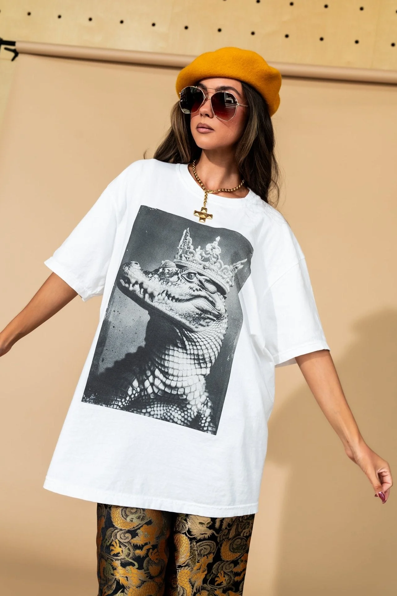 Don't Let Your Crown Slip Oversized Crocodile Tee