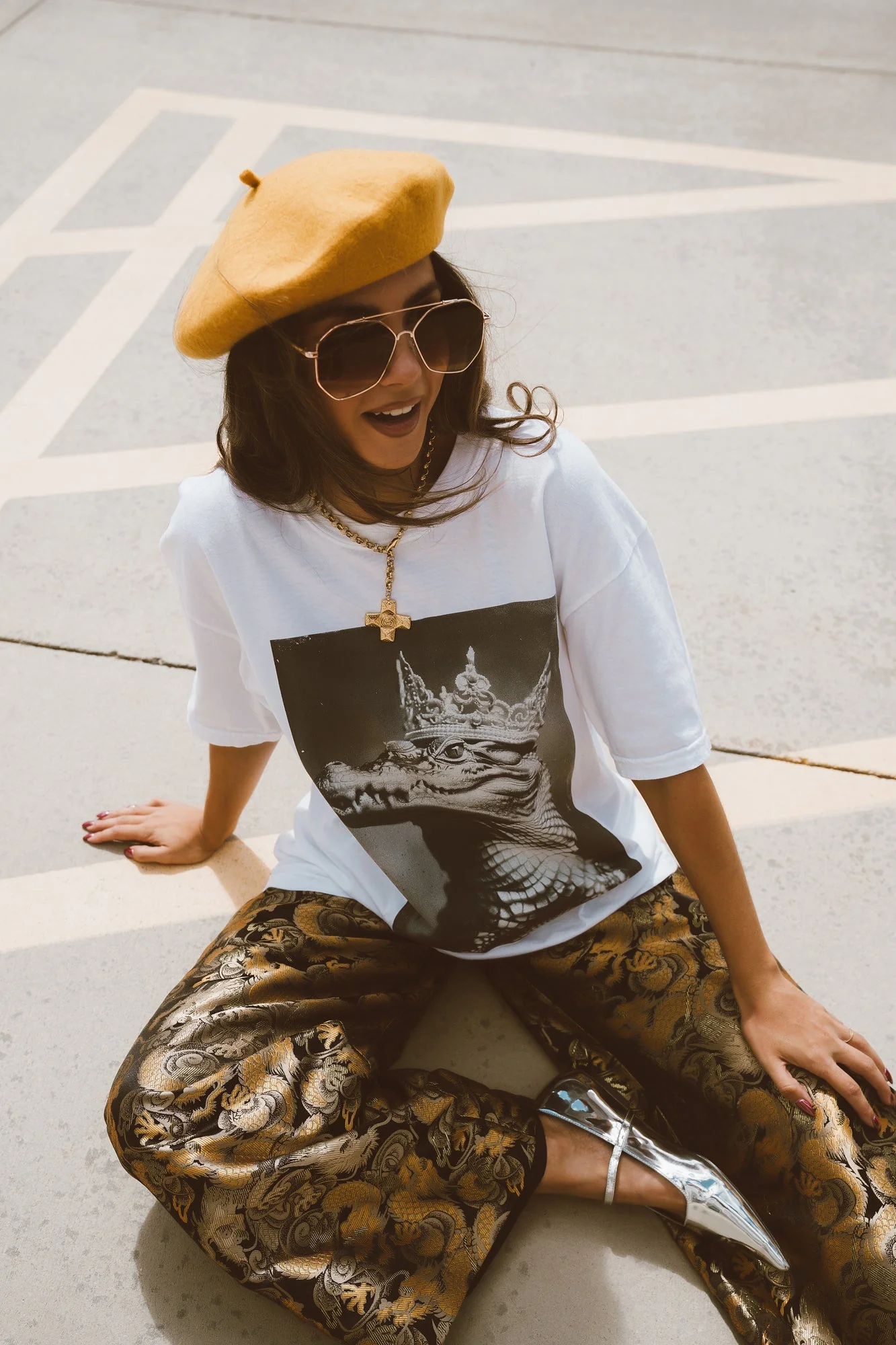 Don't Let Your Crown Slip Oversized Crocodile Tee