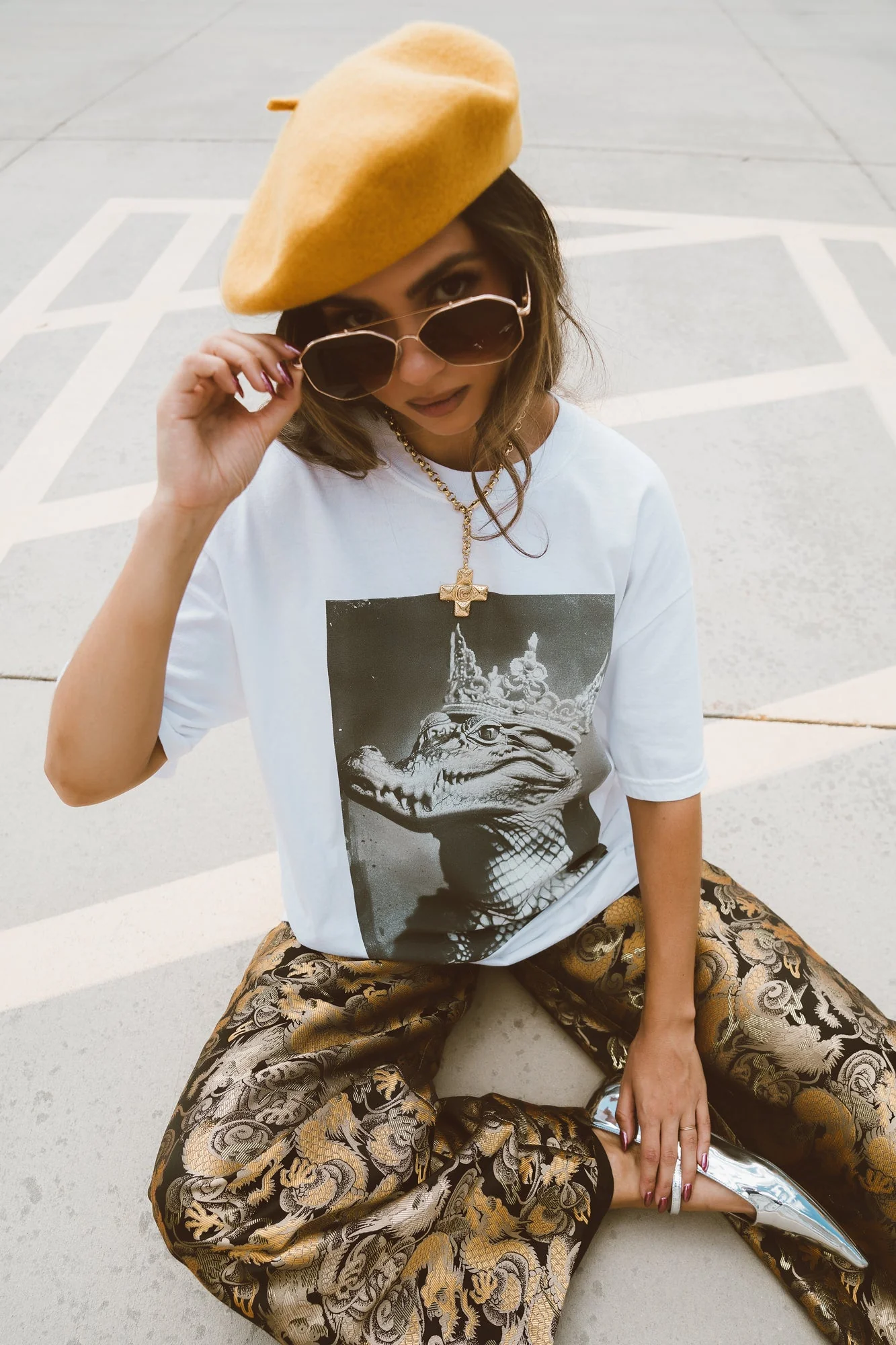 Don't Let Your Crown Slip Oversized Crocodile Tee