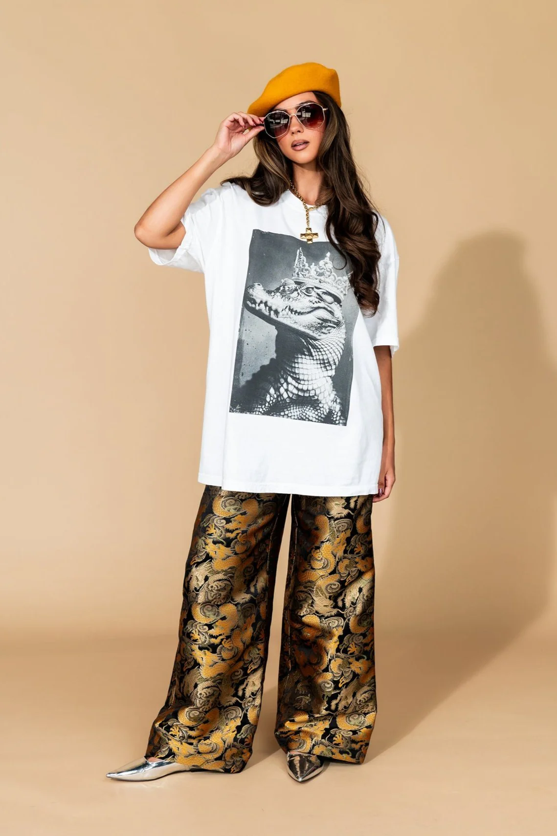 Don't Let Your Crown Slip Oversized Crocodile Tee