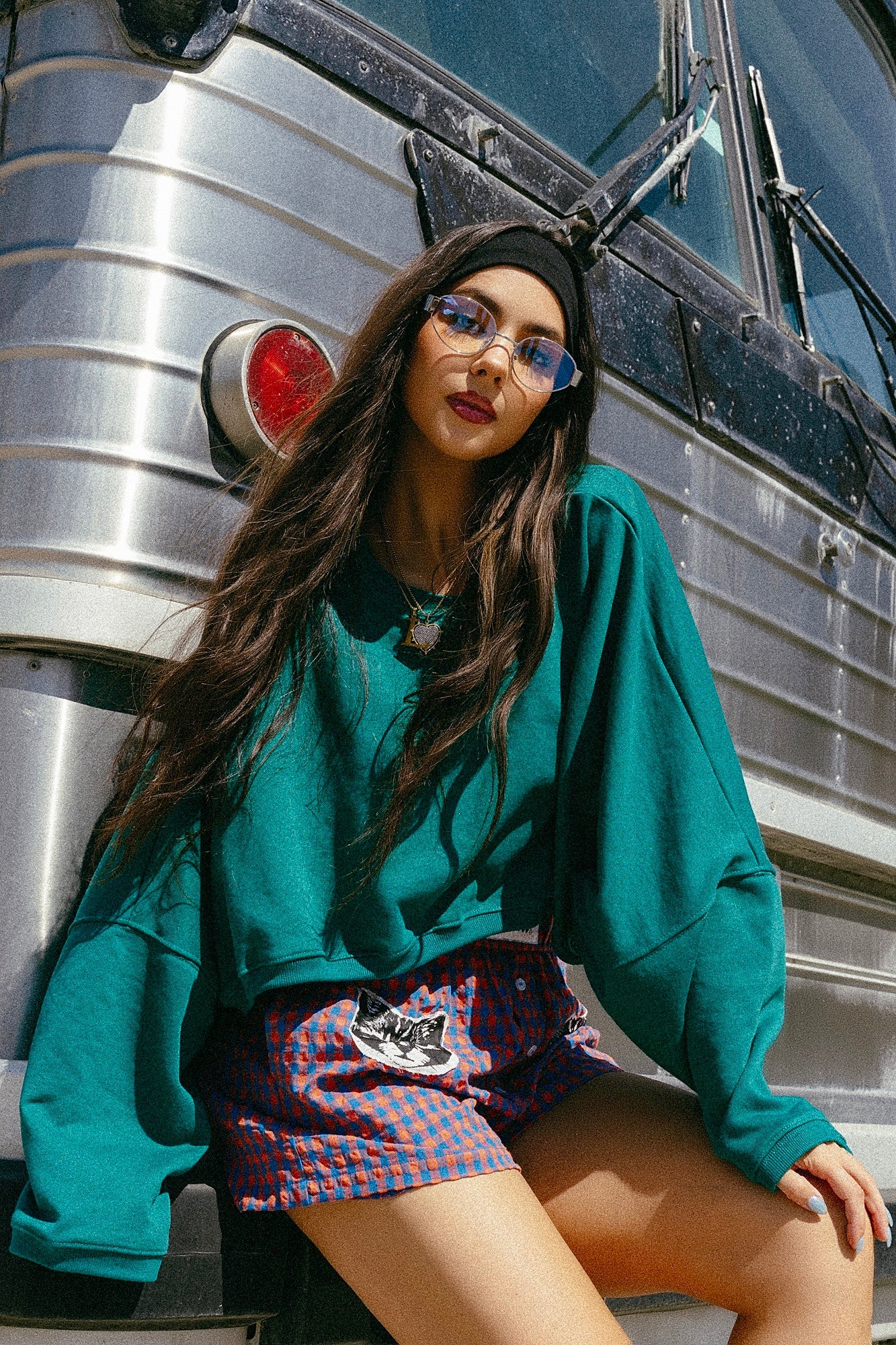 Brat Cropped Pullover in Mermaid Green