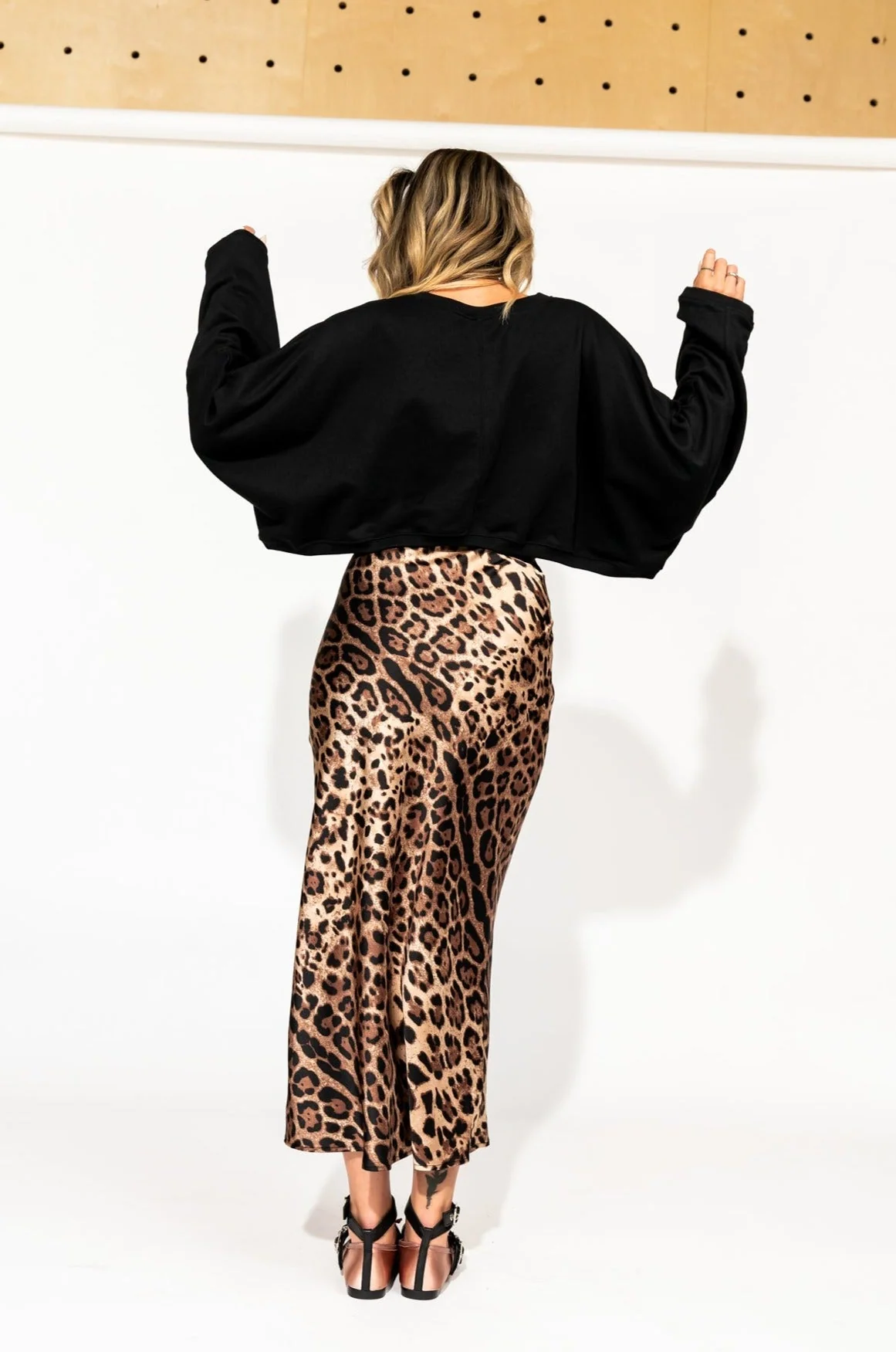 Supernova Bias Satin Skirt in Leopard