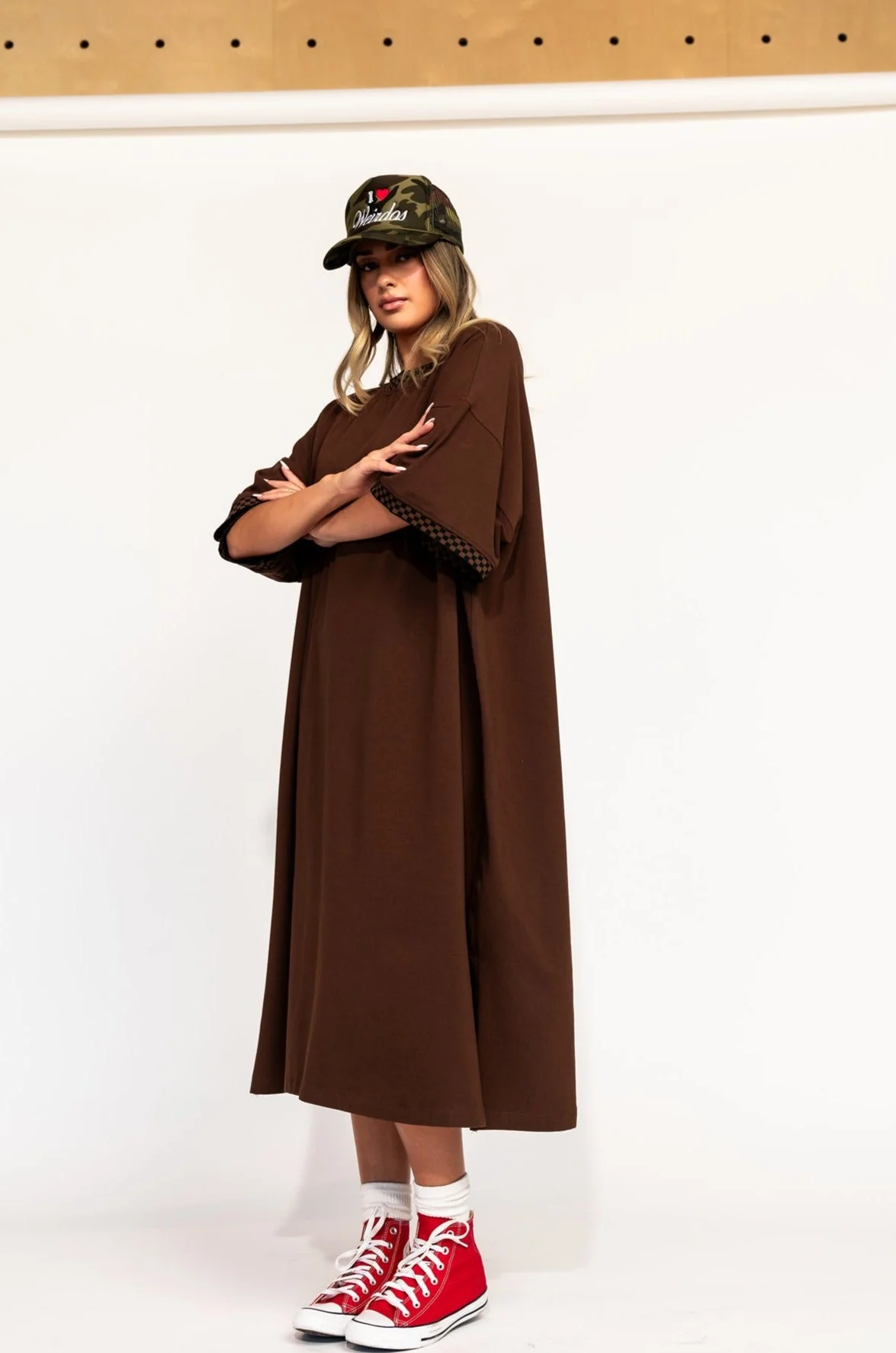 Frankie Dress in Mocha + Checkerboard