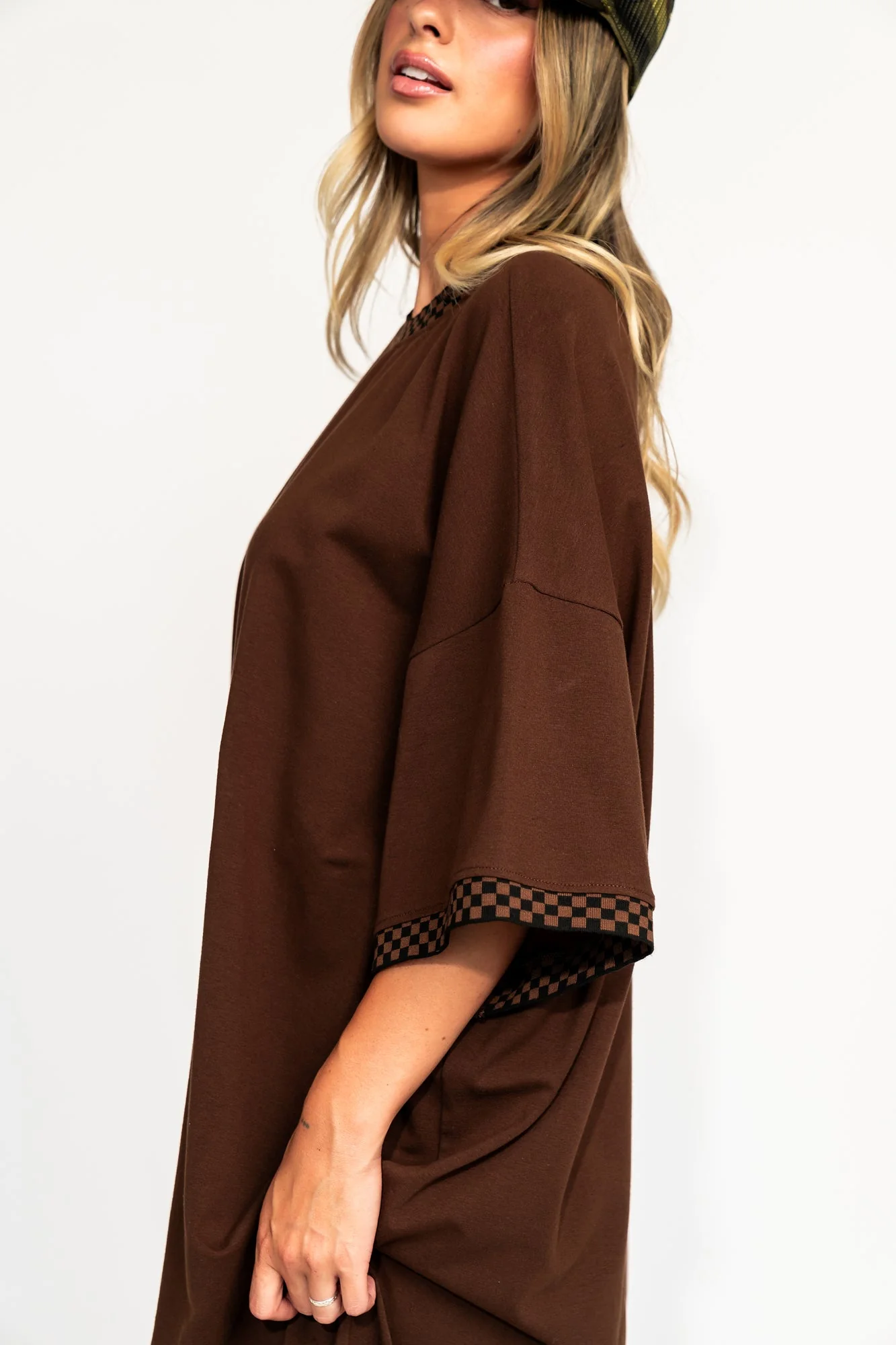 Frankie Dress in Mocha + Checkerboard