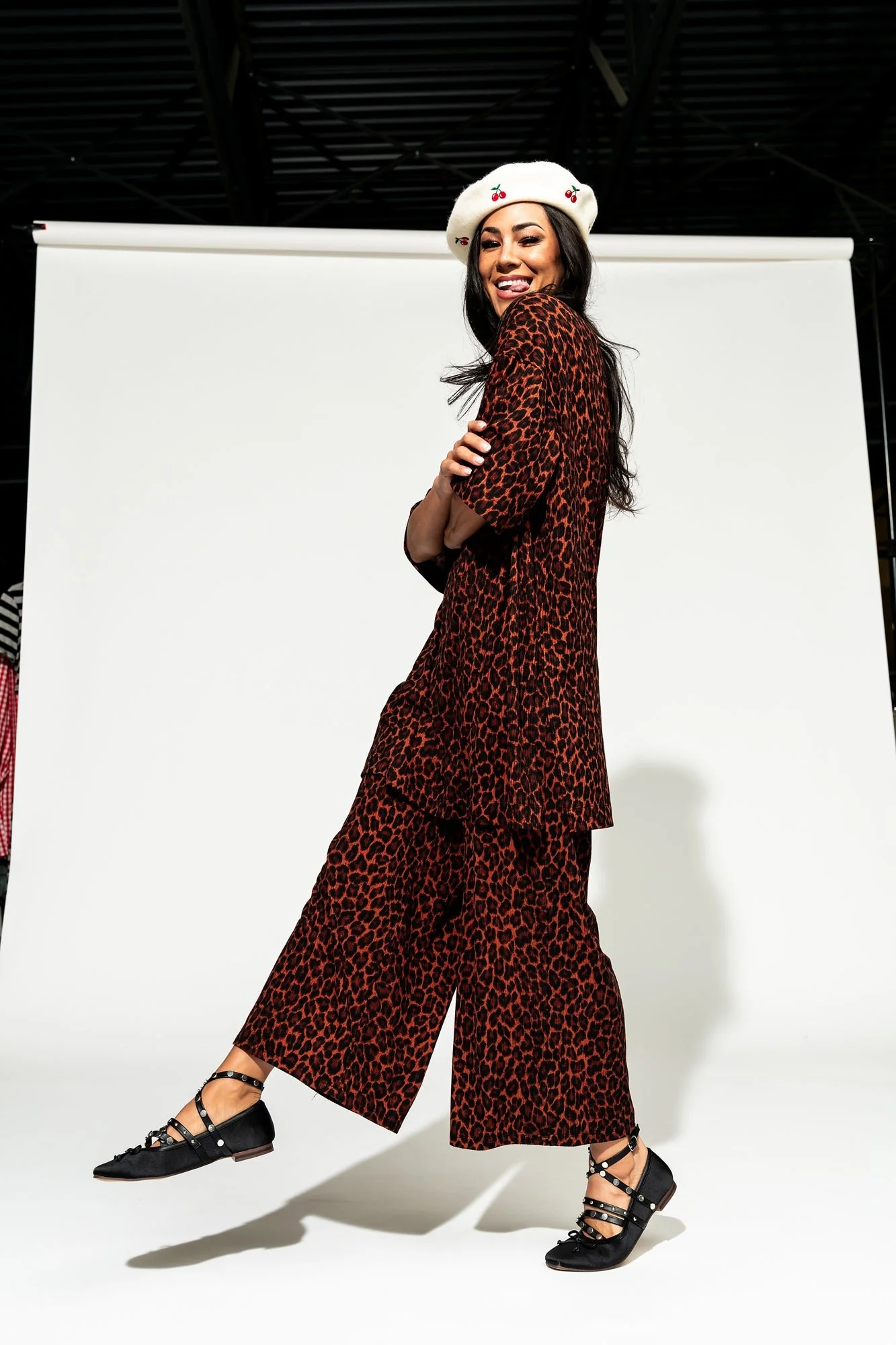 Lex Ribbed Playsuit in Leopard