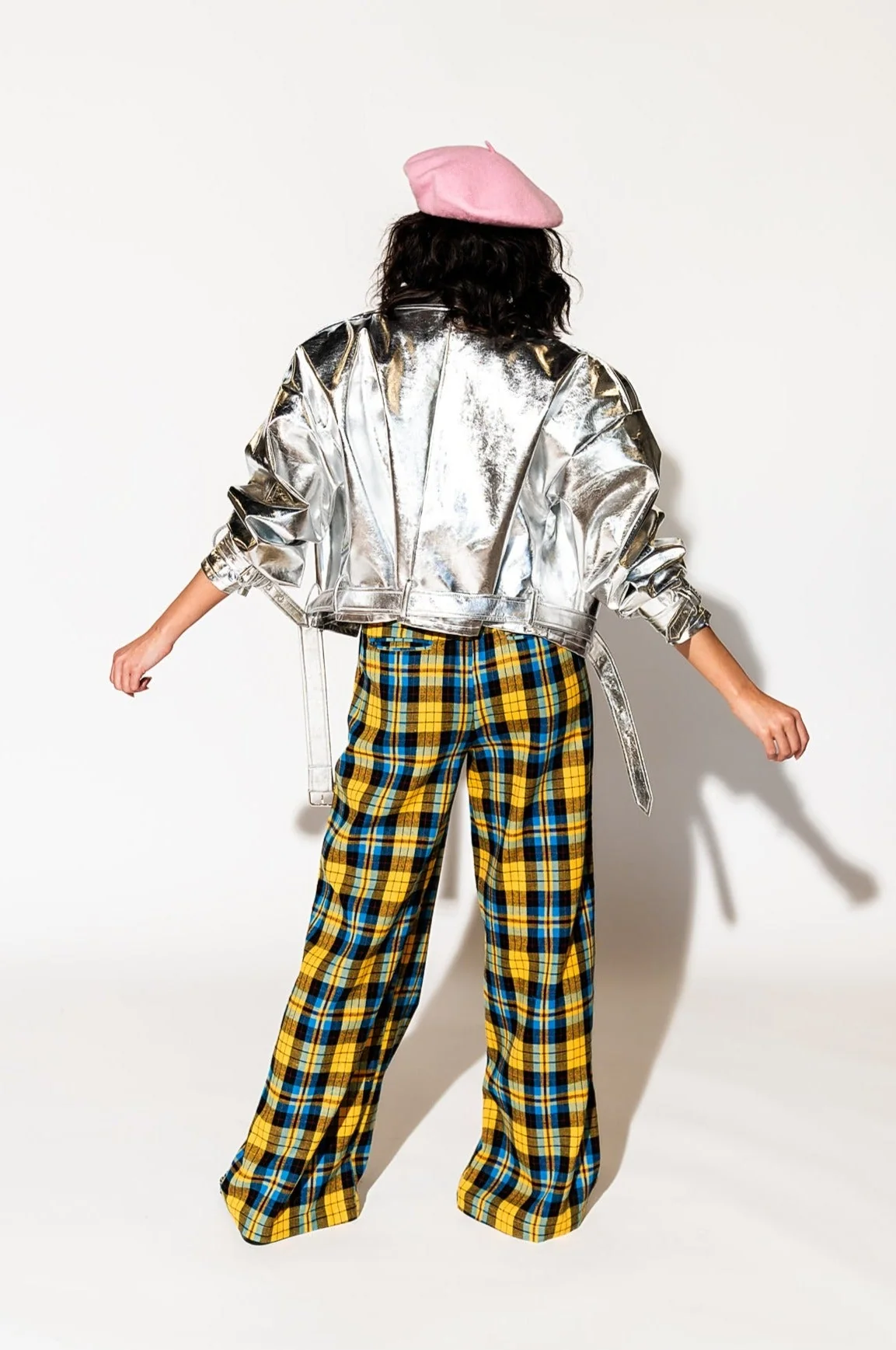 Vegan Leather Metallic Moto Jacket in Silver