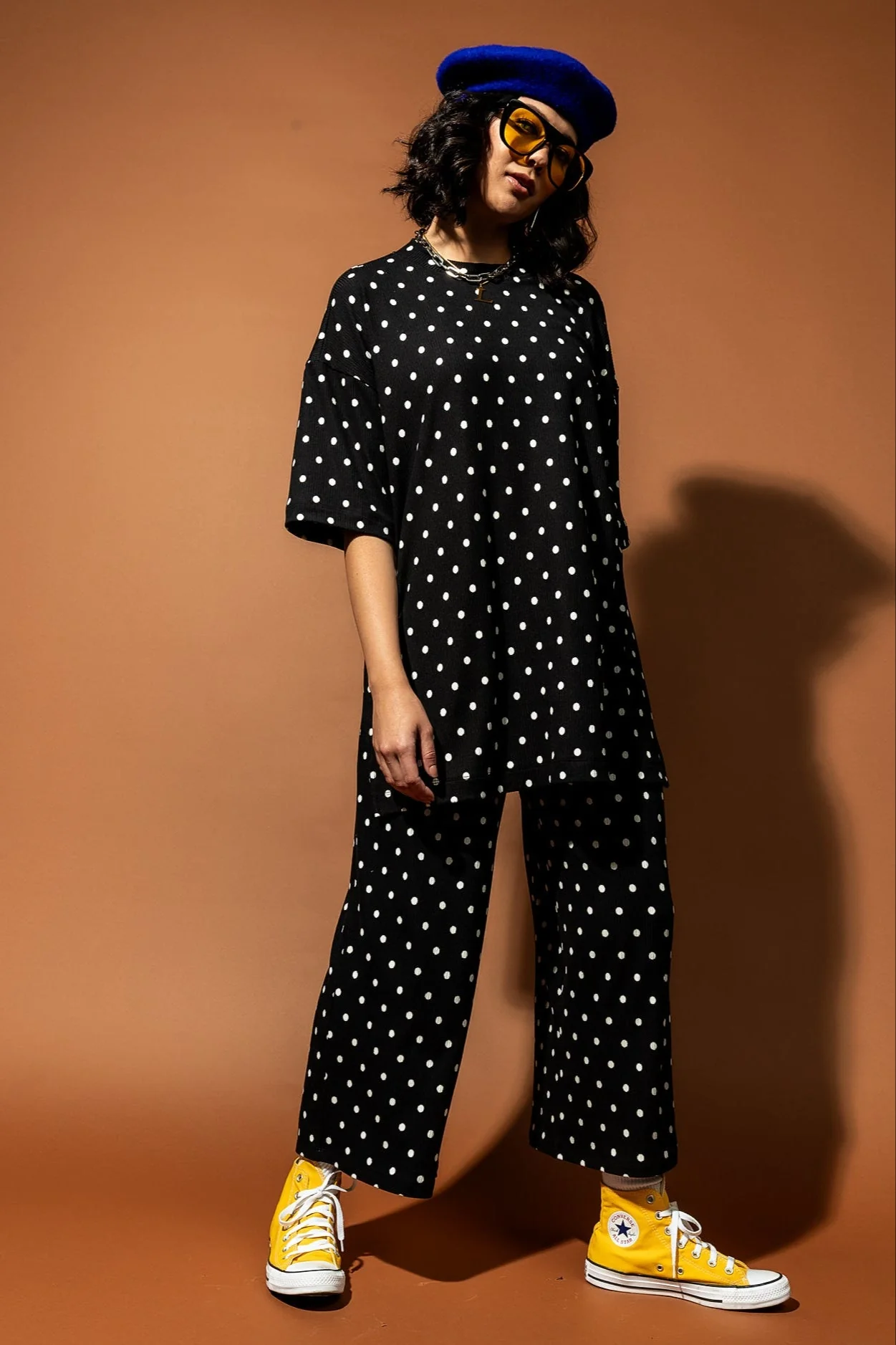 Lex Ribbed Playsuit in Polka Dot
