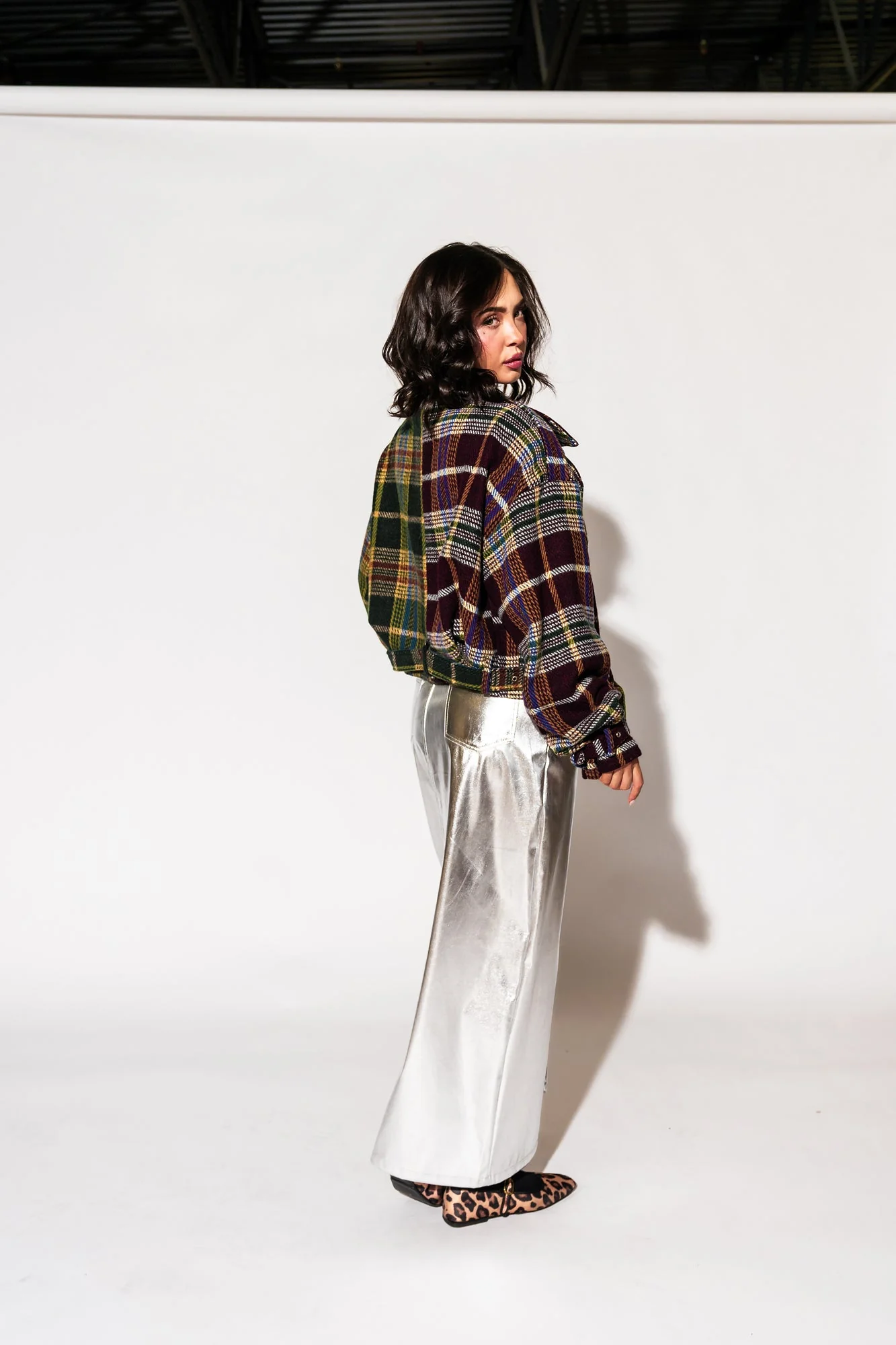 Sagittarius Half + Half Plaid Moto Jacket