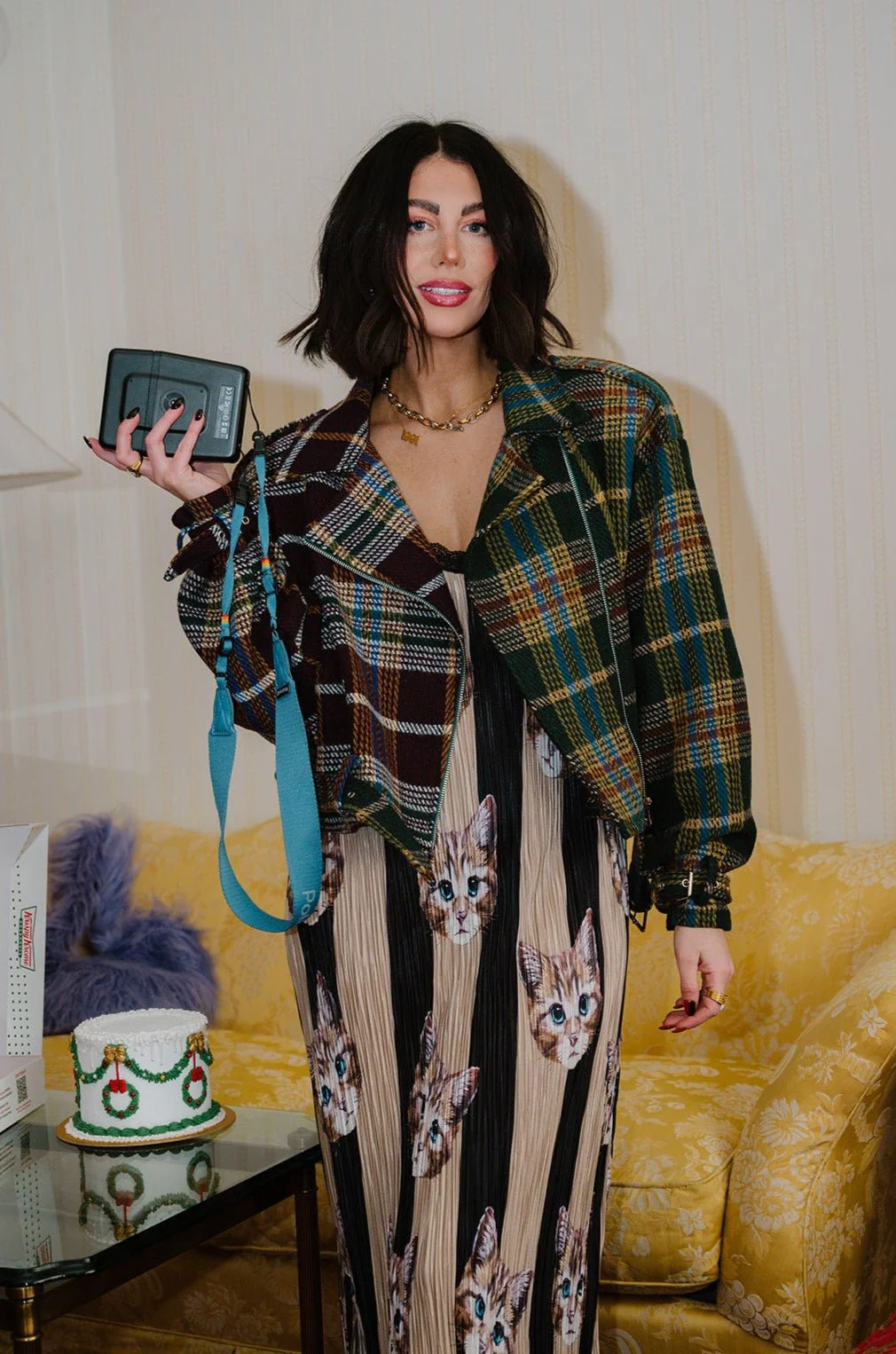 Sagittarius Half + Half Plaid Moto Jacket