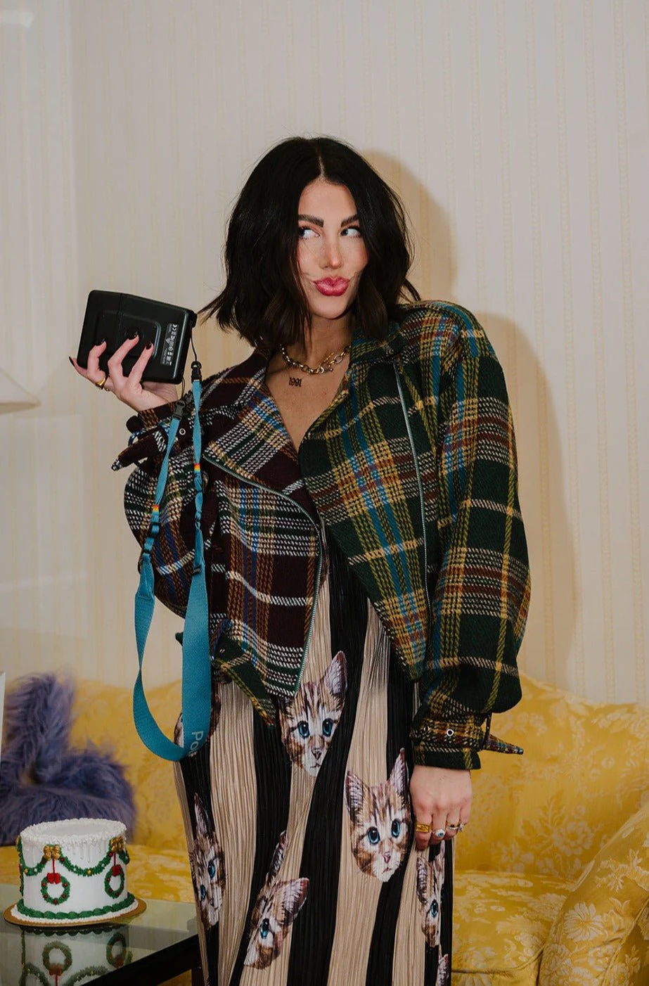 Sagittarius Half + Half Plaid Moto Jacket