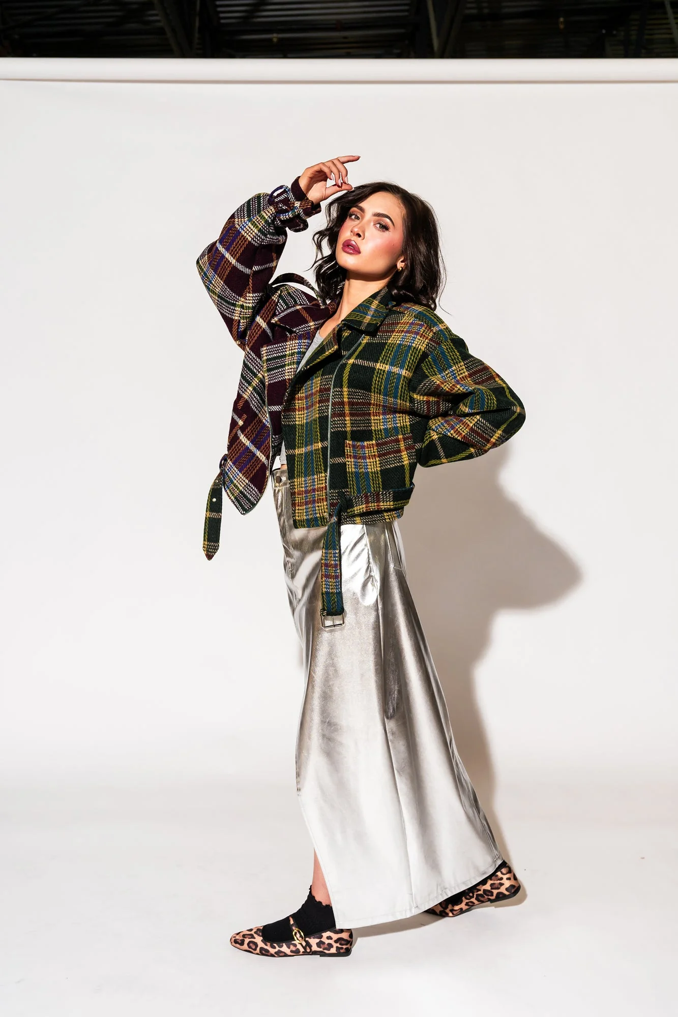 Sagittarius Half + Half Plaid Moto Jacket