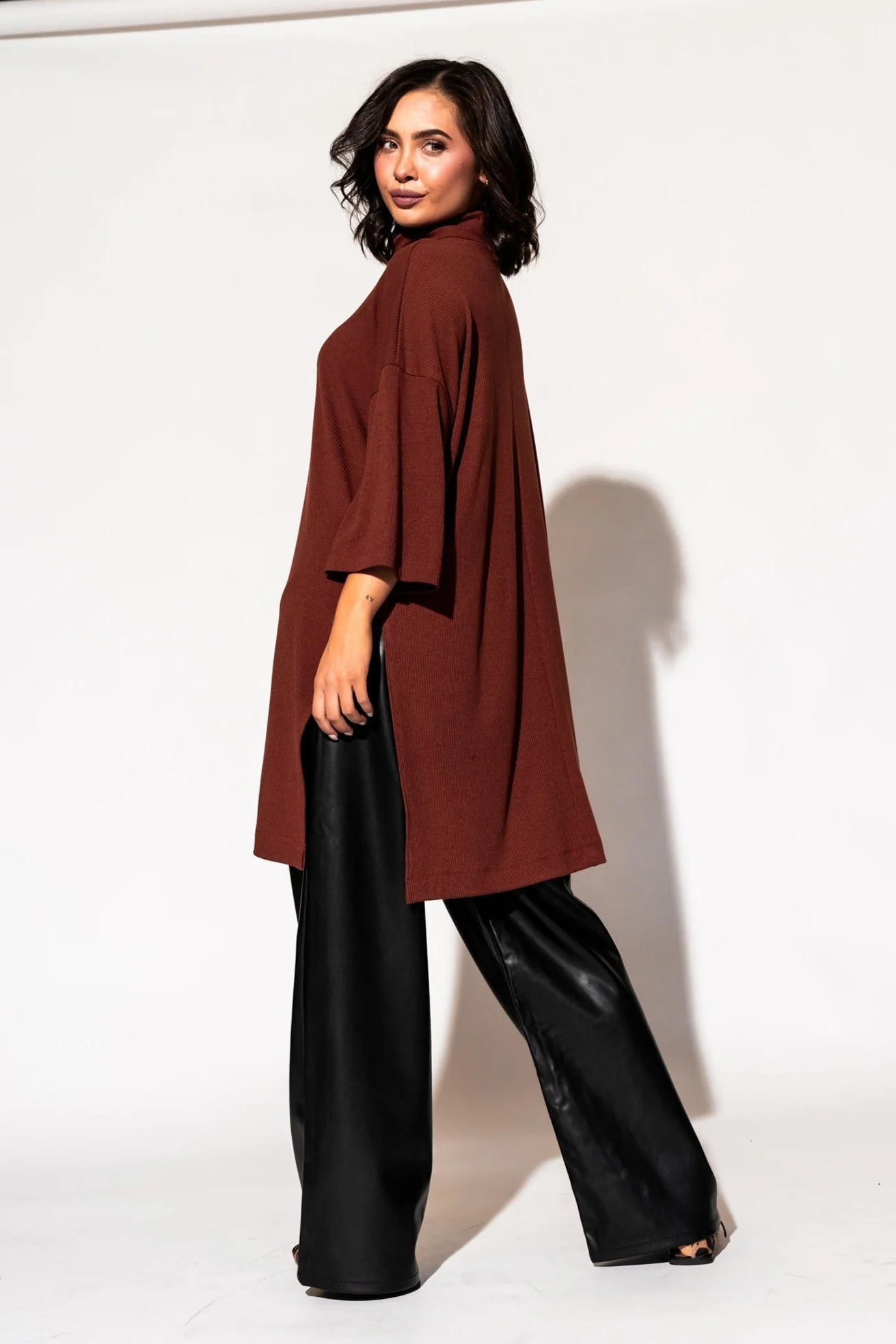 Lala Icon Mock Neck Top in Cinnamon