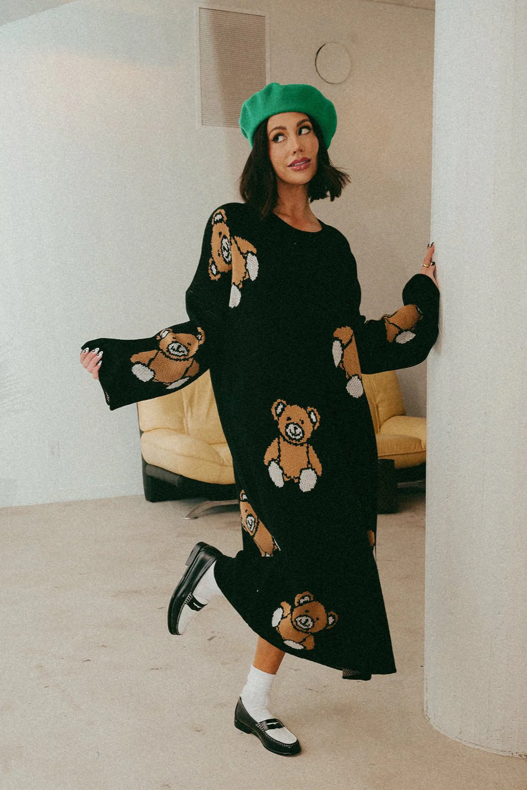 Literally Limitless Oversized Knit Dress in Teddy Bears 4ever