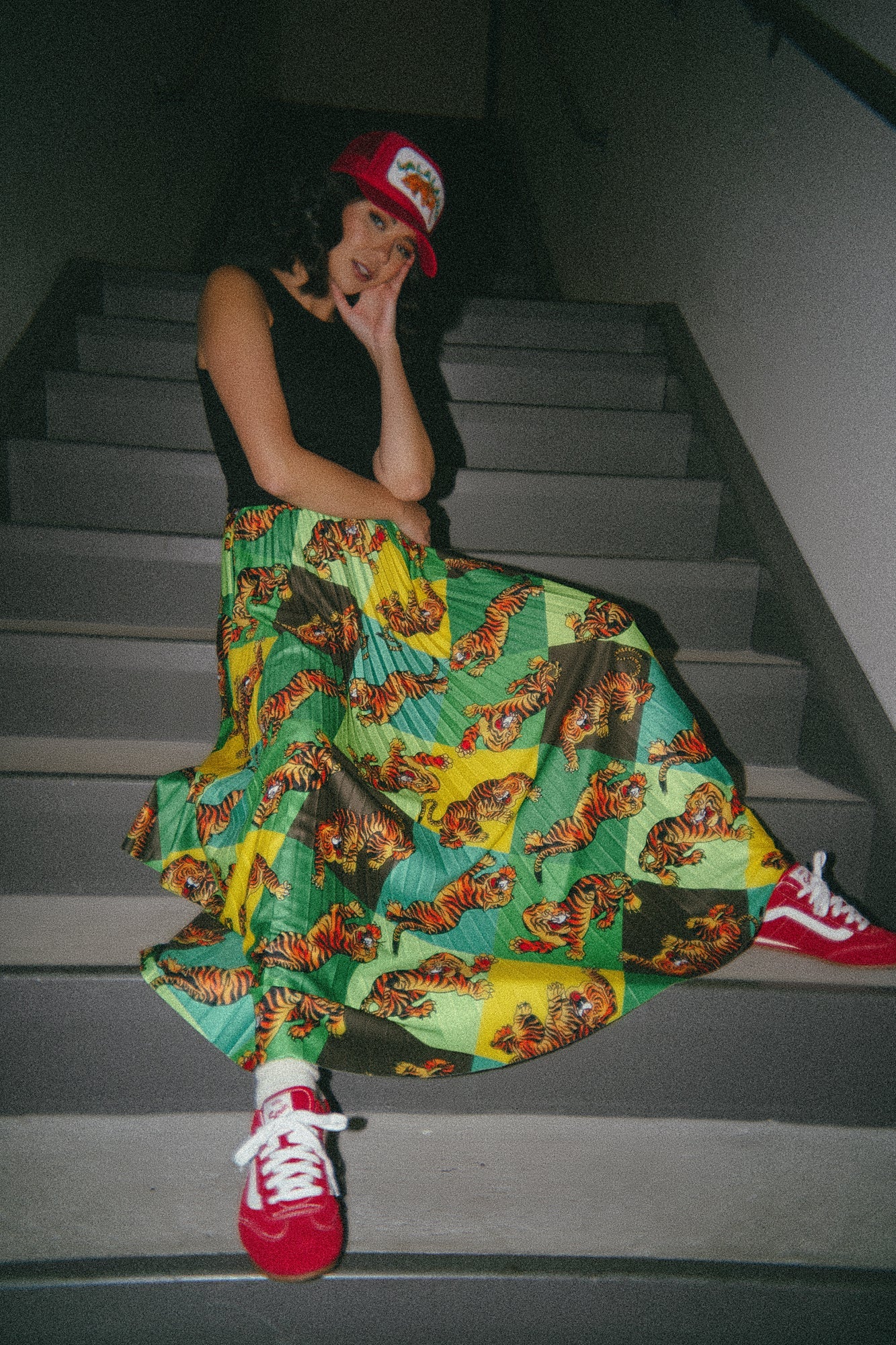 Don't Let Them Tame You Harlequin Pleated Midi Skirt