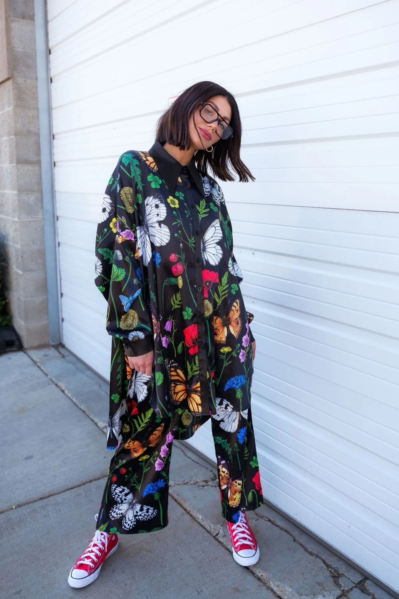 Posh Satin Playsuit in Folklore Florals