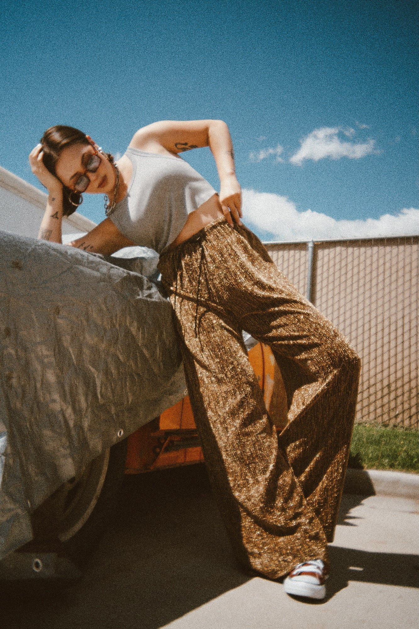 Struck Gold Metallic Pull-On Pants