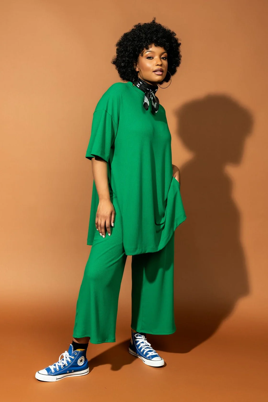 Lex Ribbed Playsuit in True Green