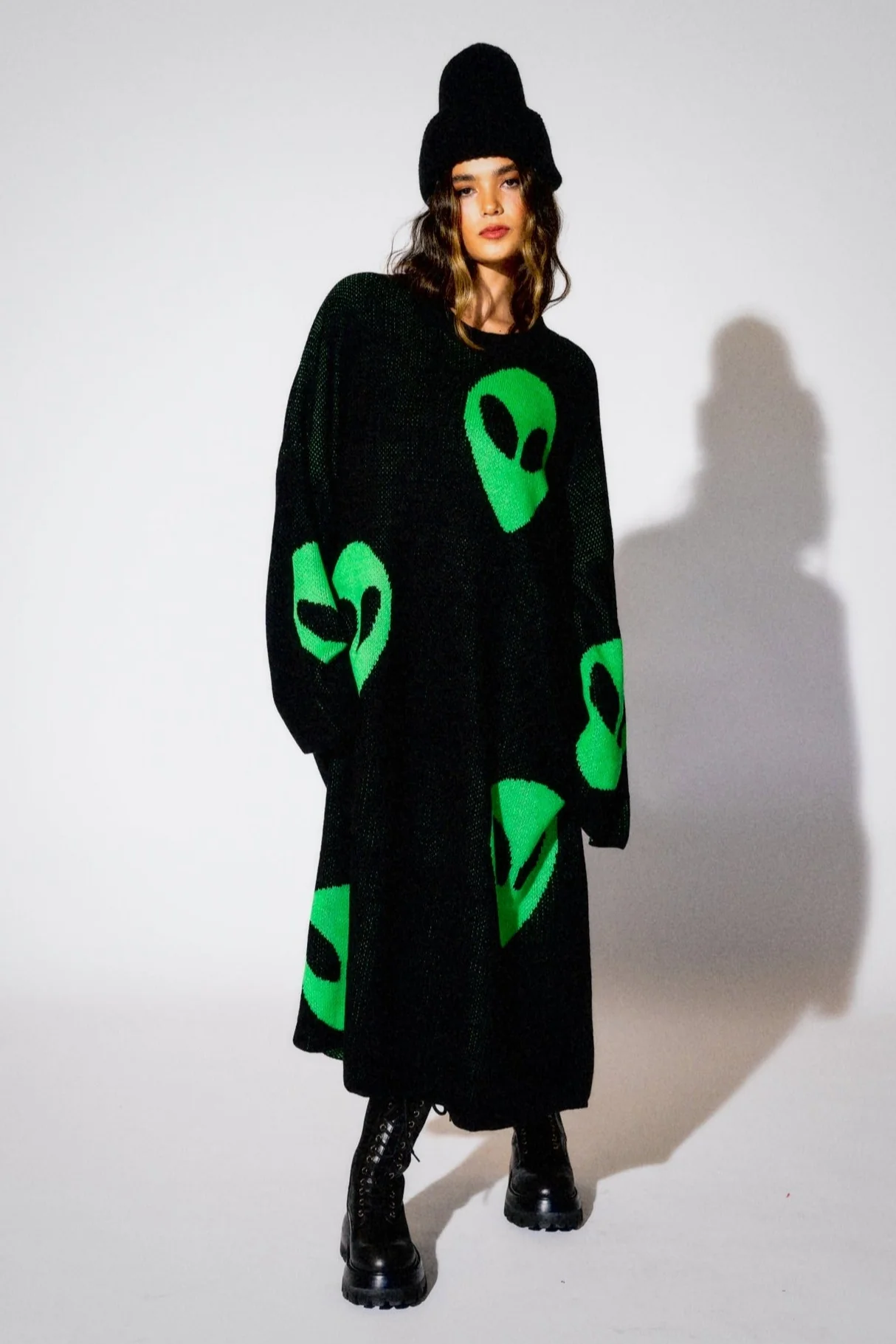 Literally Limitless Oversized Knit Dress in Alien Lover