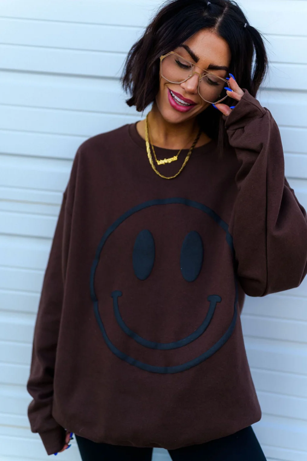 The World Needs Your Magic Puff Print Pullover in Mocha + Black