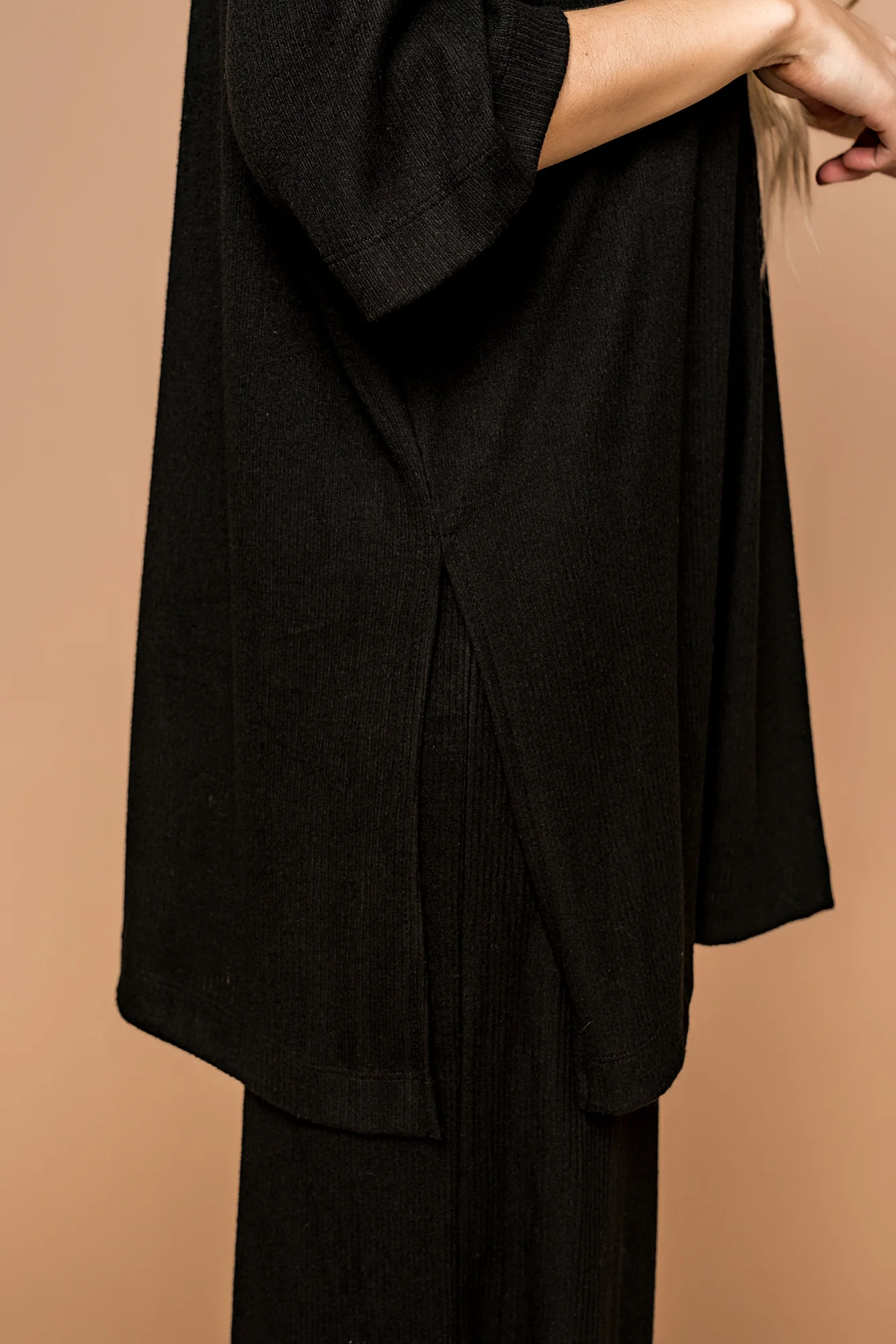 Lex Ribbed Playsuit in Black