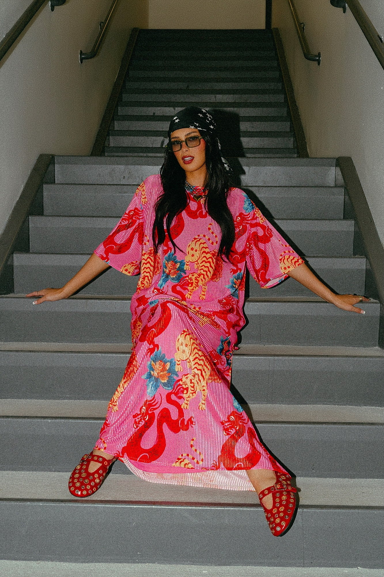 Grunge Girl Plisse Set in Year of the Dragon