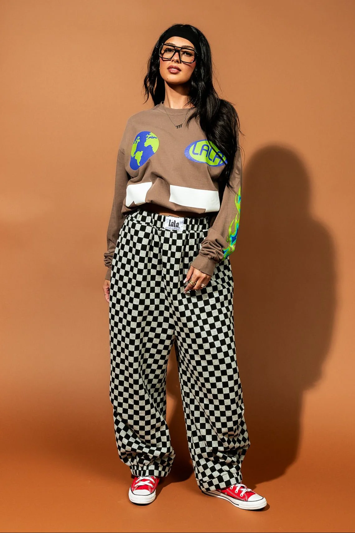 Rocky Harem Pants in Grey + Black Checkerboard