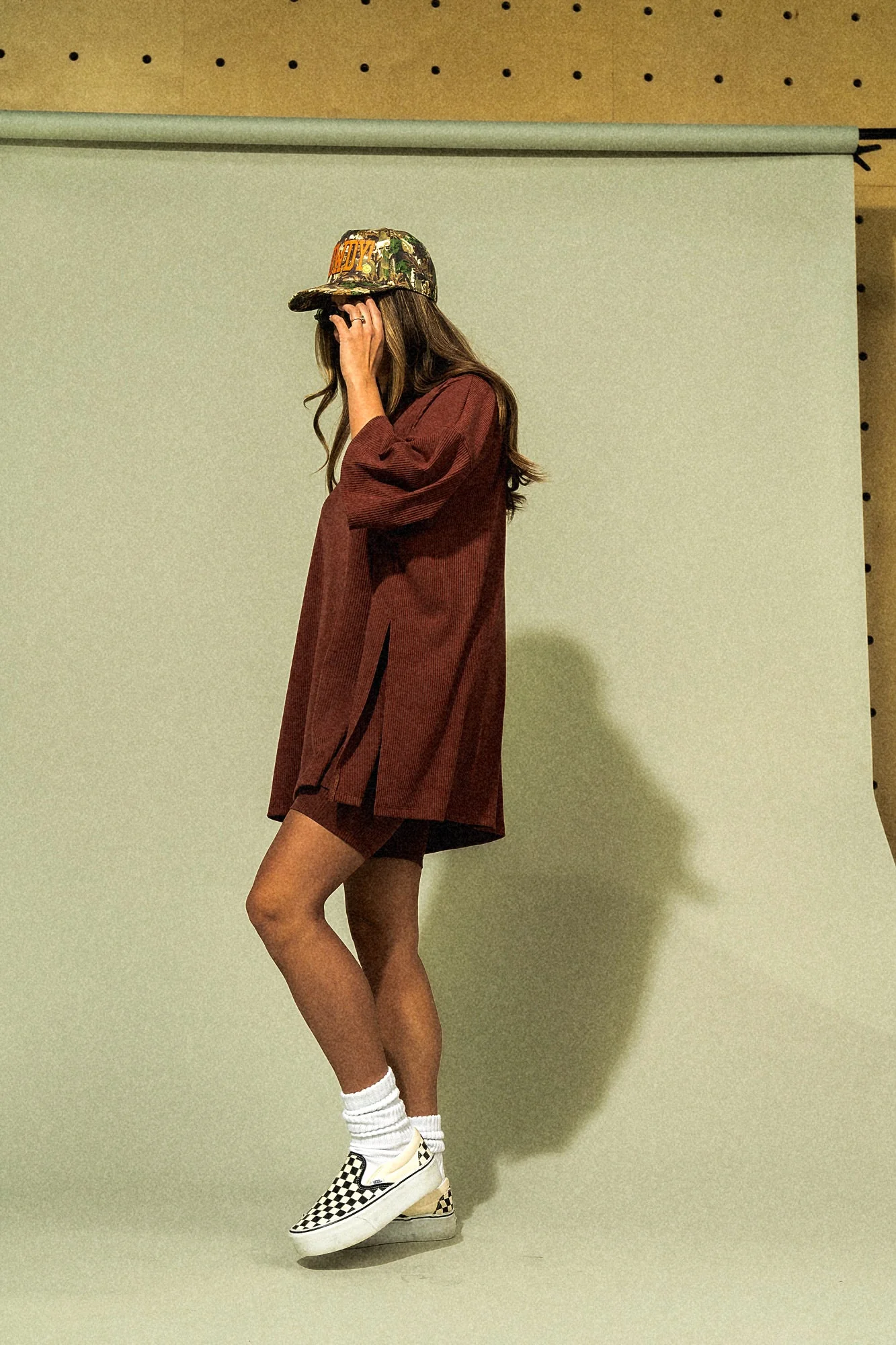 Malone Ribbed Biker Set in Cool Girl Brown