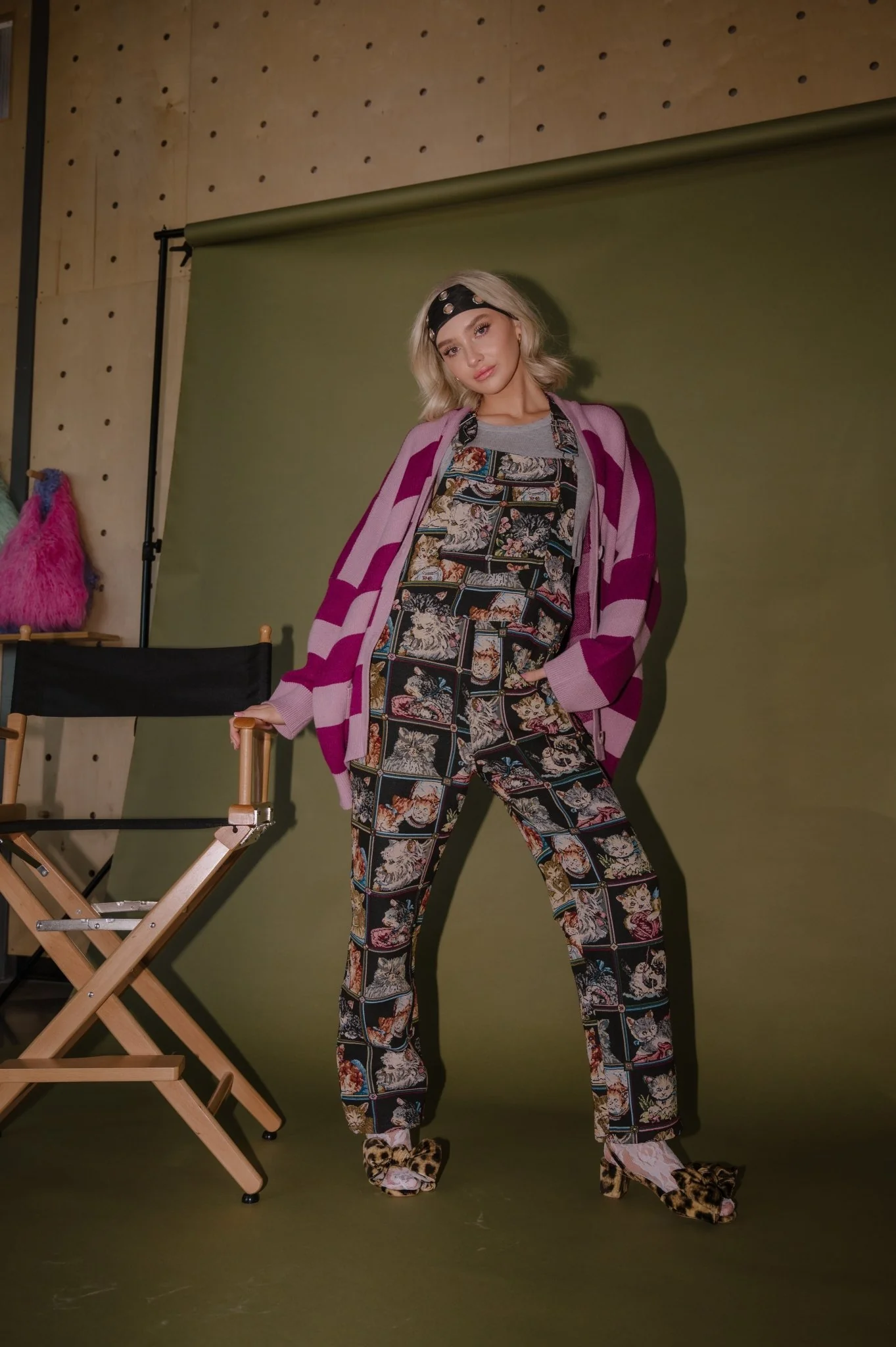 Grandma's Couch Jacquard Overalls in Cute as a Kitten