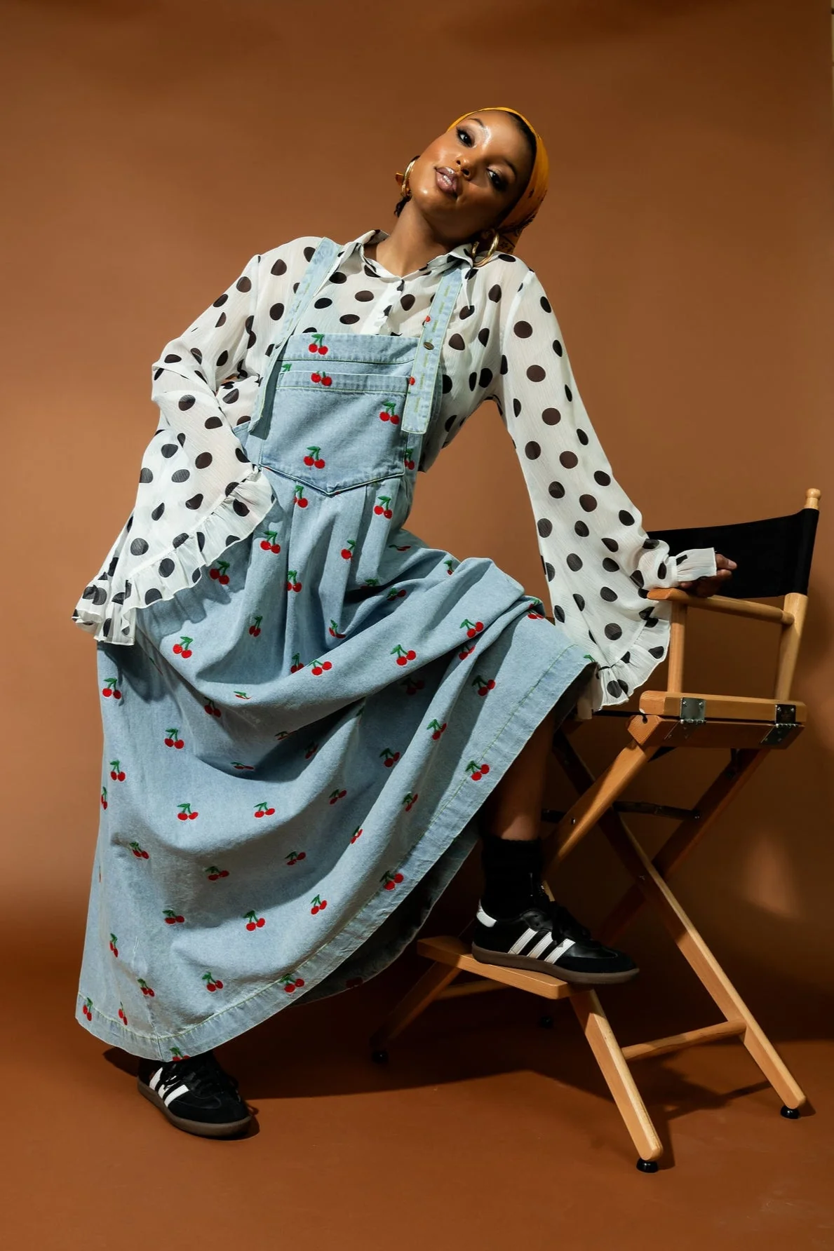 Cherry On Top Denim Jumper Dress