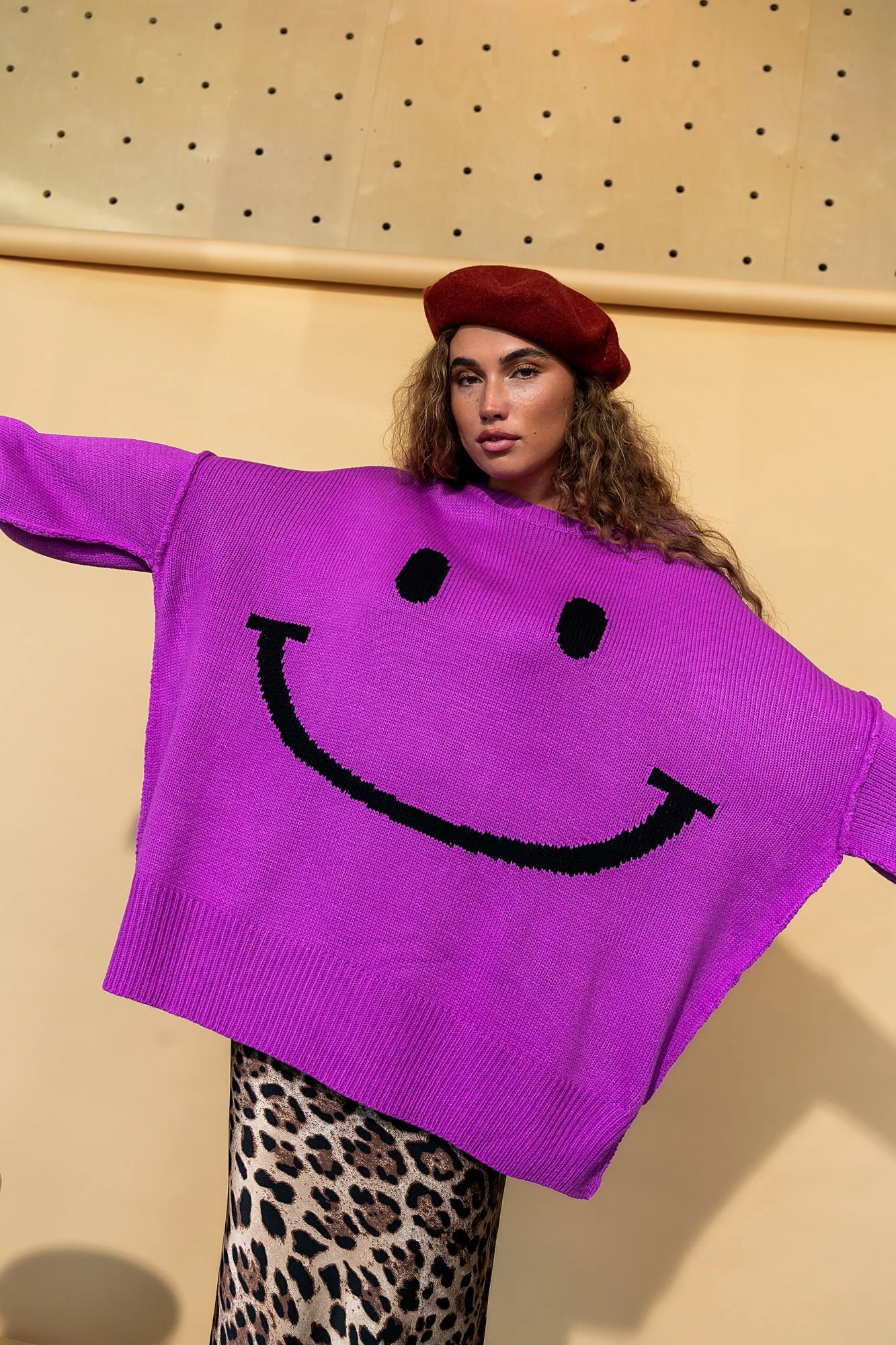 Serotonin Smile Oversized Knit in Ultraviolet