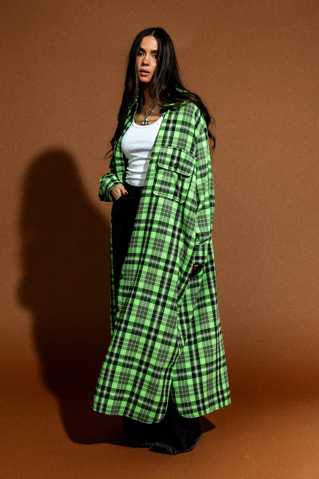 Grunge Goddess Flannel in Lime