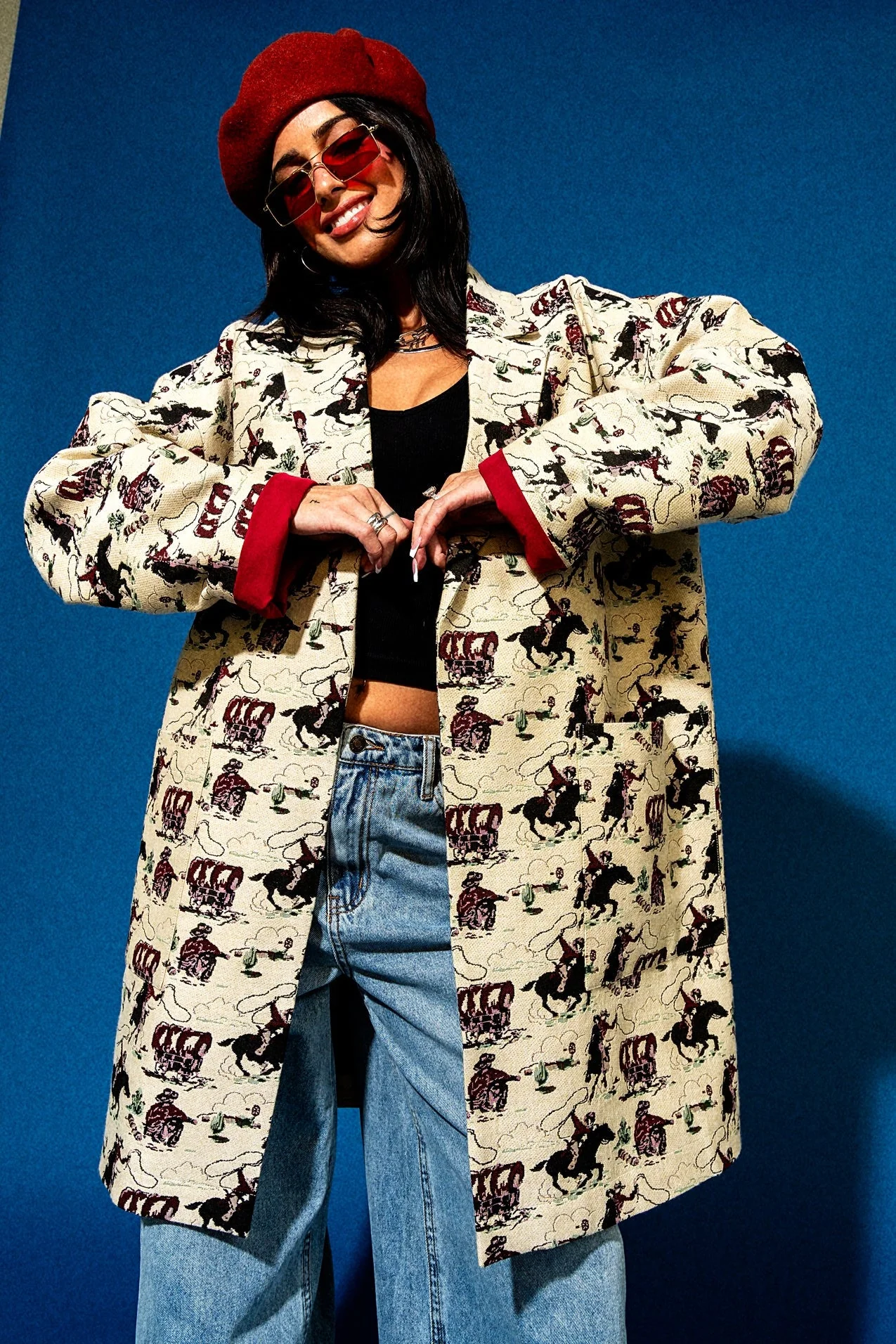 Scorpio Coat in Giddy Up Girl Jacquard