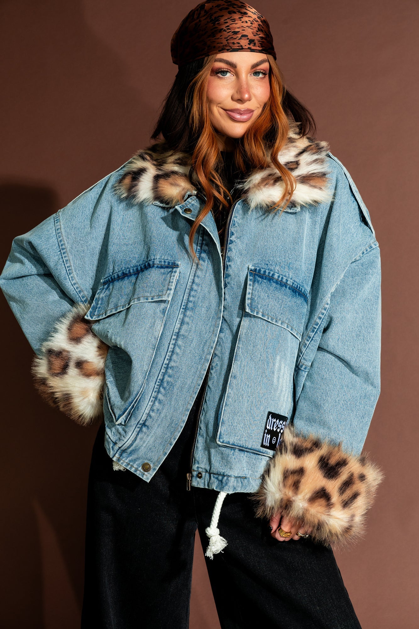 Rebellion Oversized Denim Trucker Jacket with Faux Fur
